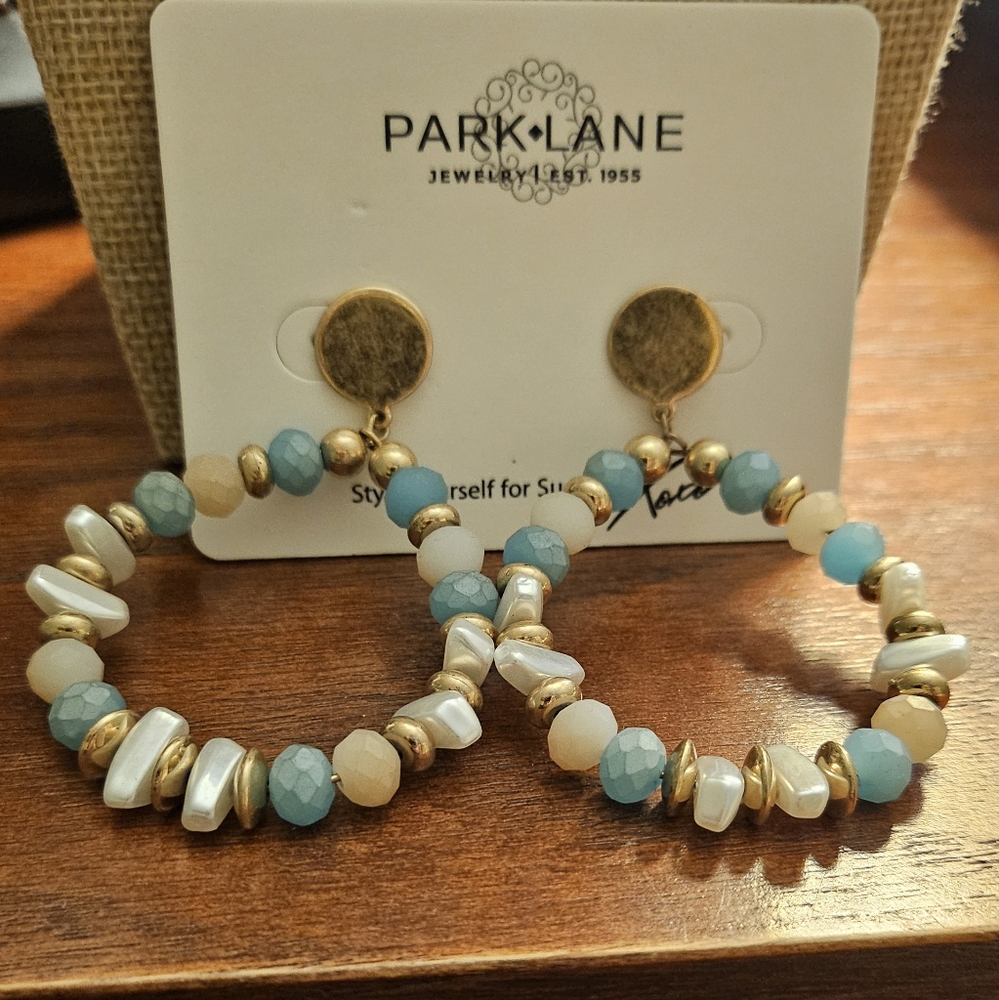 Park Lane Gold and Blue Beaded Earrings
